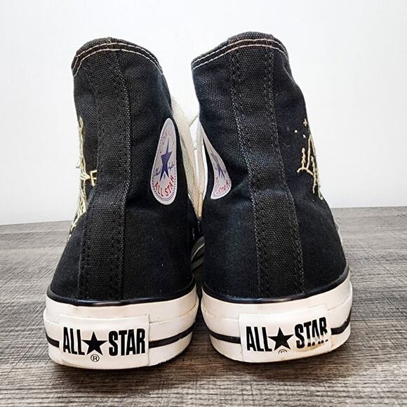 Converse Black High Top Sneakers Custom Embroidered Mountains Size 10 Art‎ - Picture 6 of 9